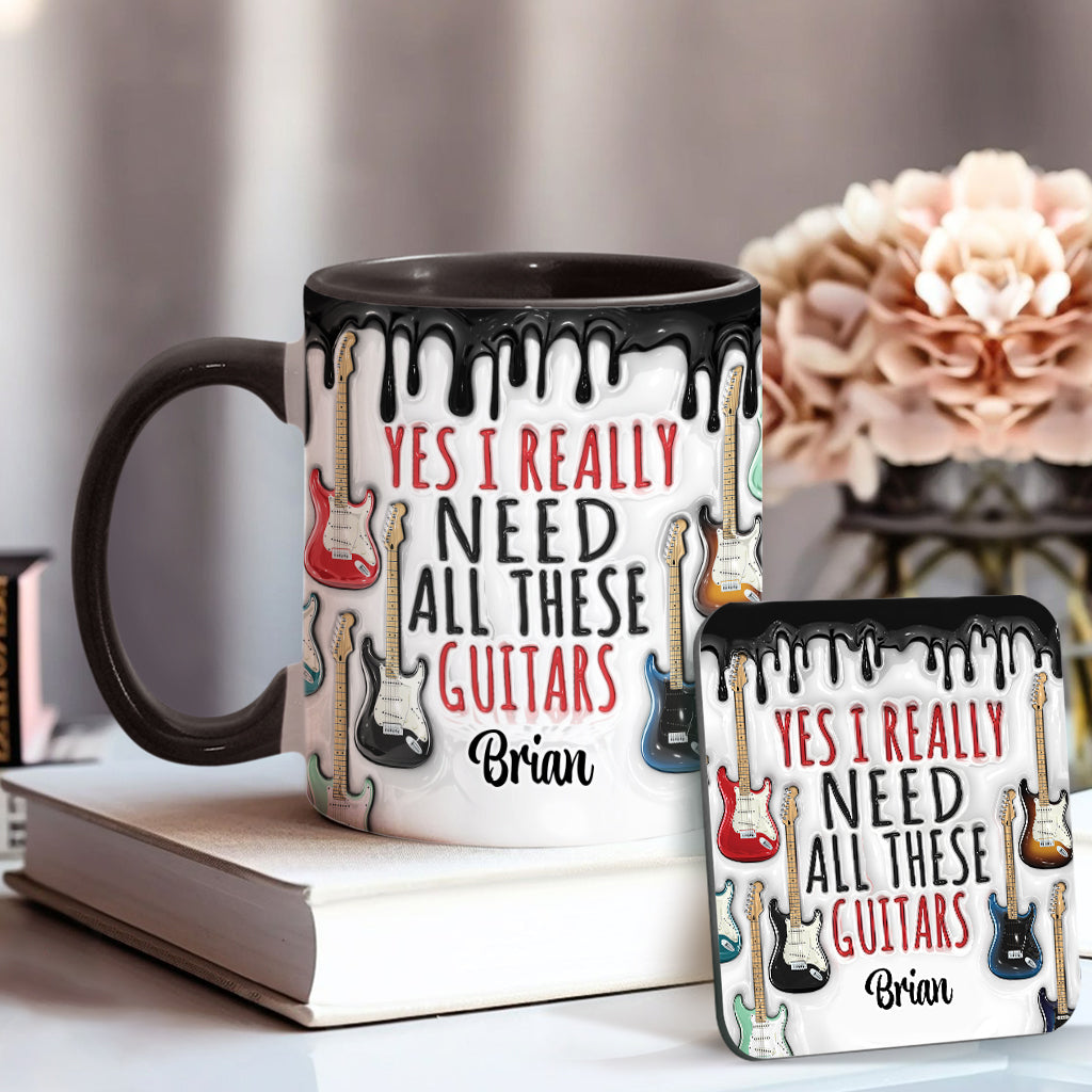 Yes I Really Do Need All These Guitars - Personalized Guitar Accent Mug