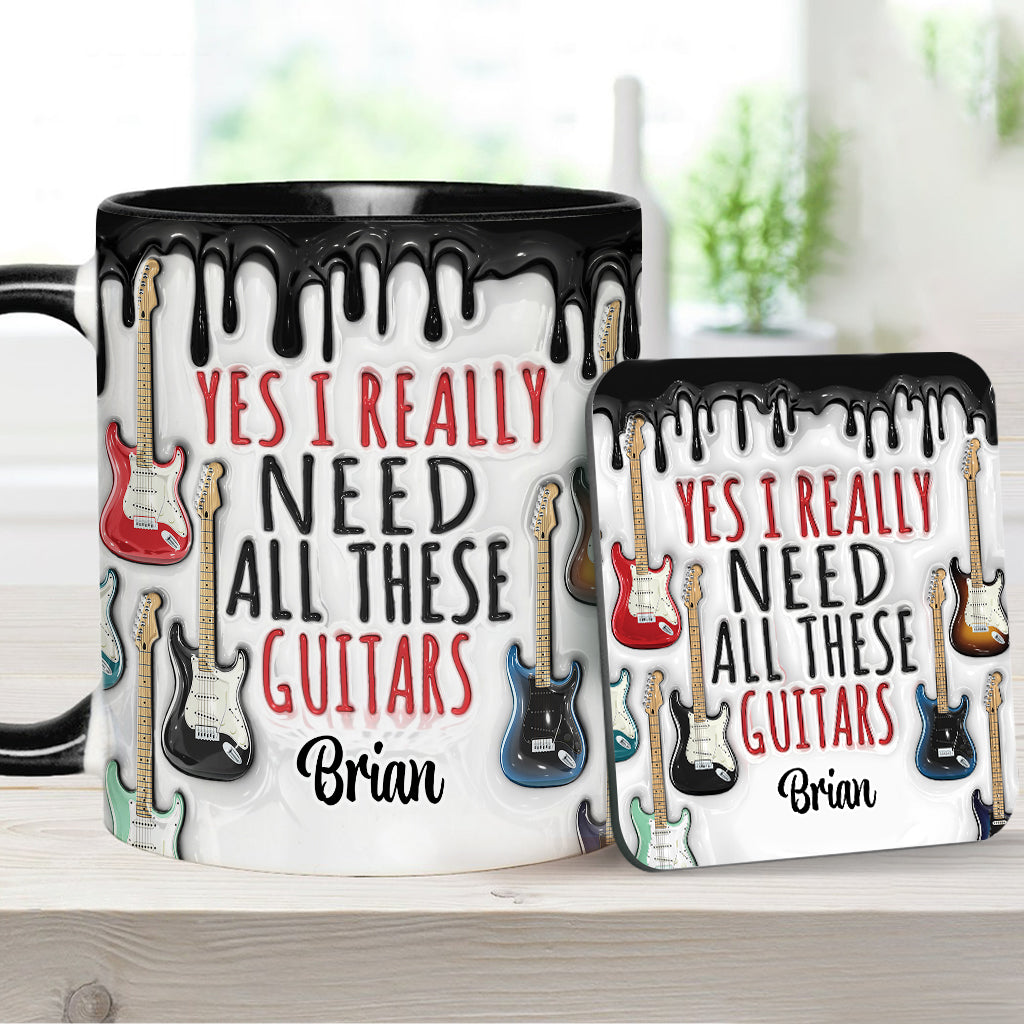 Yes I Really Do Need All These Guitars - Personalized Guitar Accent Mug