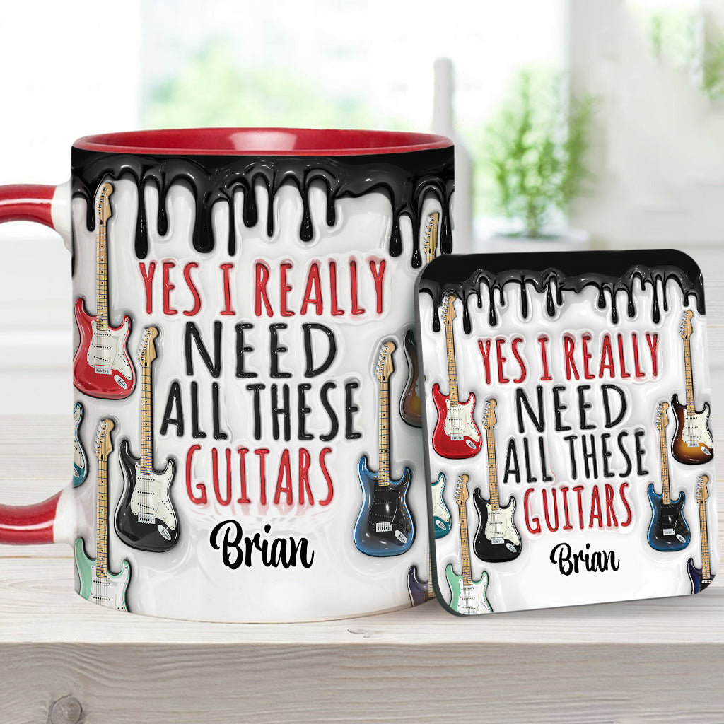 Yes I Really Do Need All These Guitars - Personalized Guitar Accent Mug