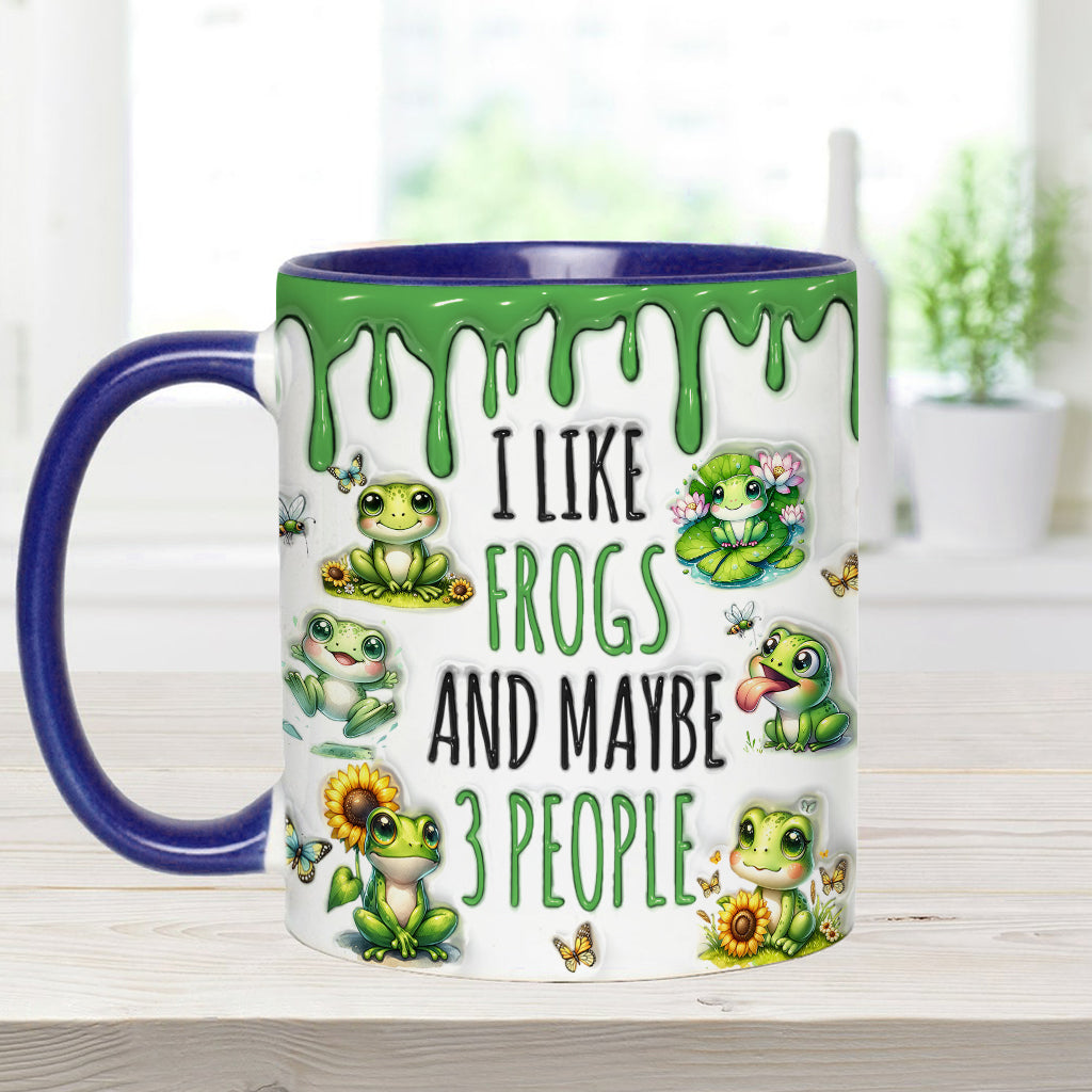 J'aime les grenouilles et peut-être 3 personnes - Mug personnalisé à motif grenouille