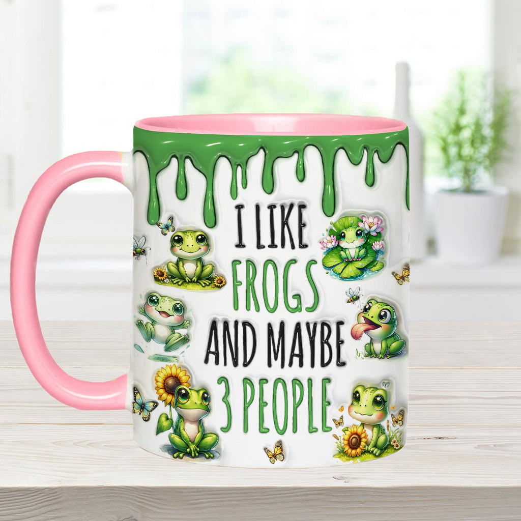 J'aime les grenouilles et peut-être 3 personnes - Mug personnalisé à motif grenouille