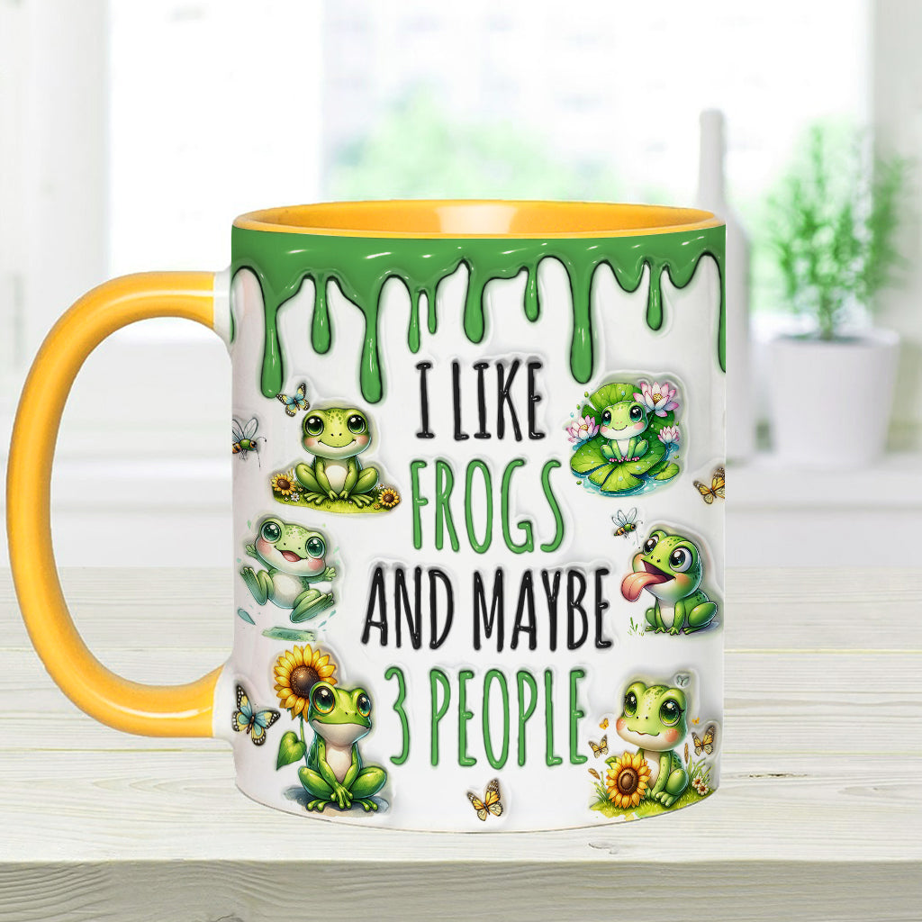 J'aime les grenouilles et peut-être 3 personnes - Mug personnalisé à motif grenouille