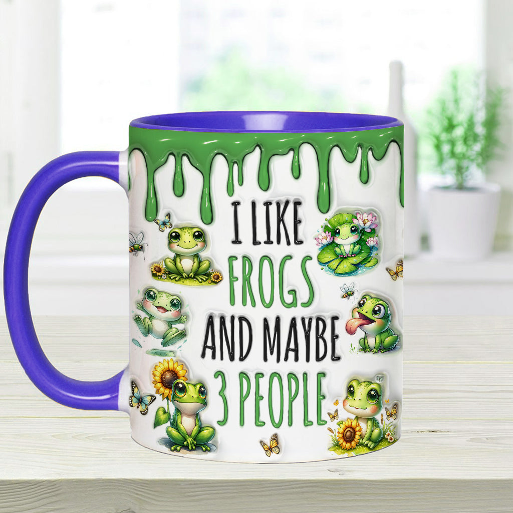 J'aime les grenouilles et peut-être 3 personnes - Mug personnalisé à motif grenouille