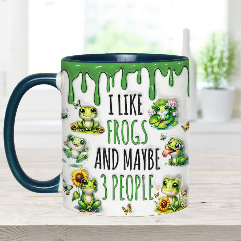 J'aime les grenouilles et peut-être 3 personnes - Mug personnalisé à motif grenouille