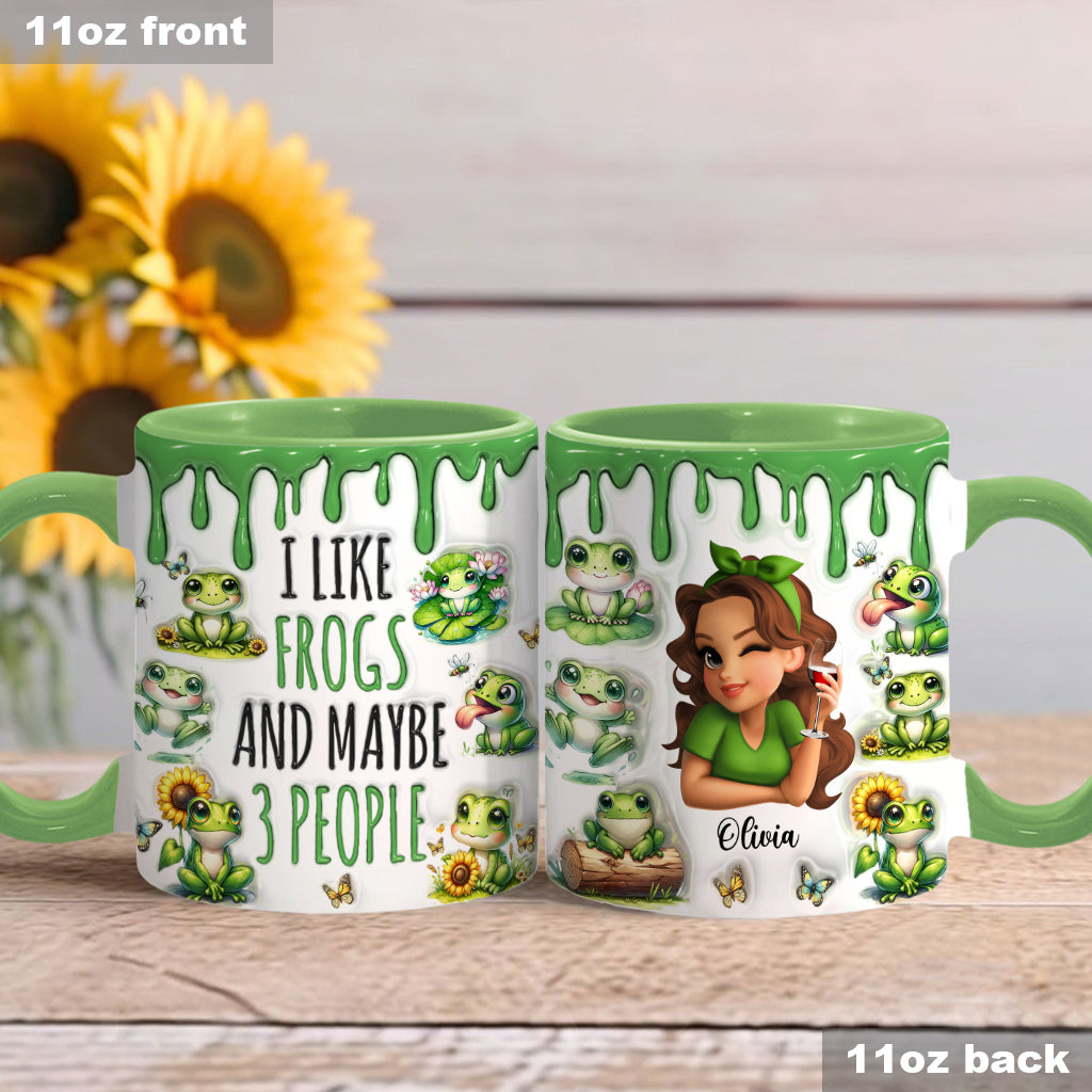 J'aime les grenouilles et peut-être 3 personnes - Mug personnalisé à motif grenouille