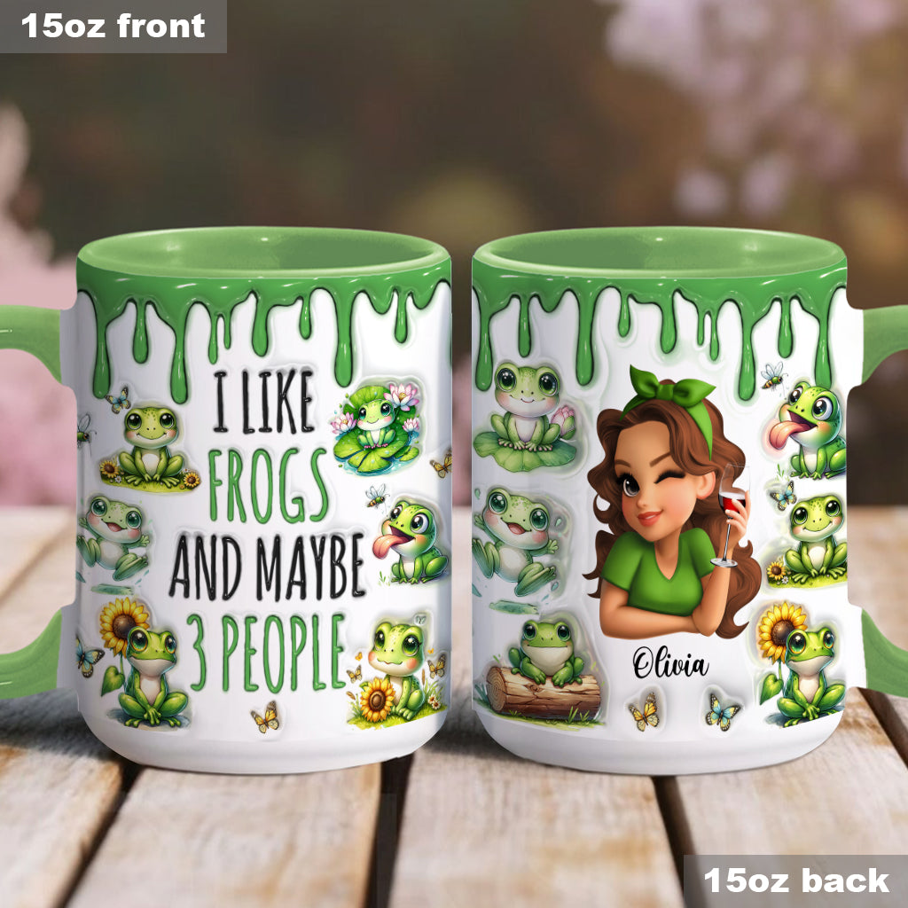 J'aime les grenouilles et peut-être 3 personnes - Mug personnalisé à motif grenouille