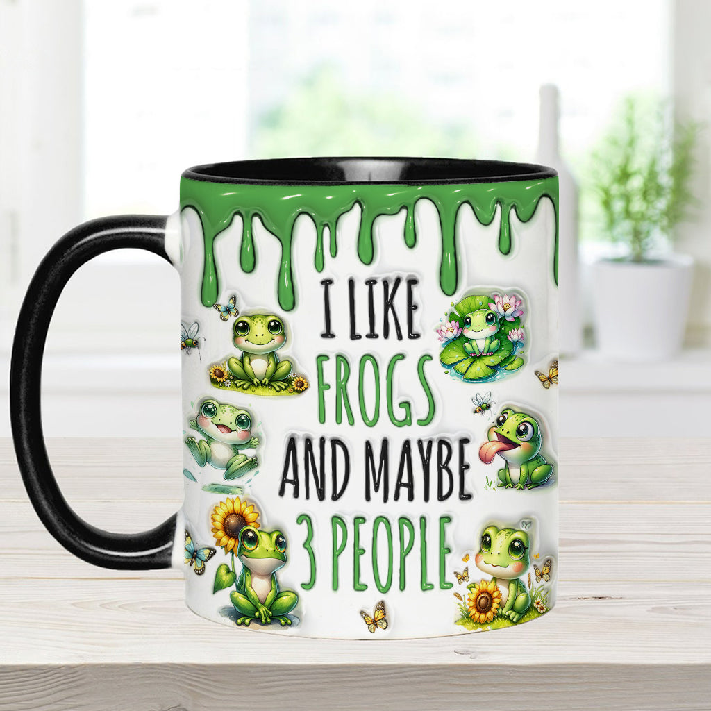 J'aime les grenouilles et peut-être 3 personnes - Mug personnalisé à motif grenouille