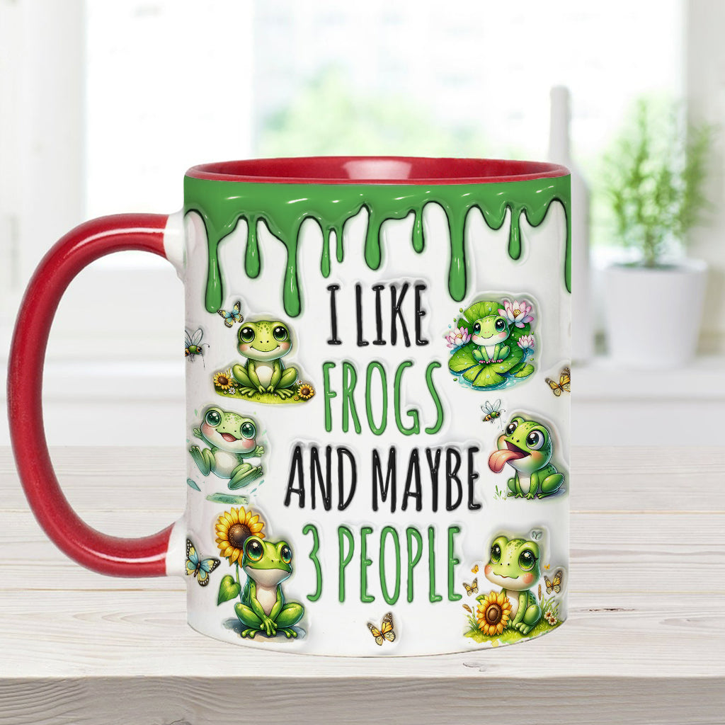 J'aime les grenouilles et peut-être 3 personnes - Mug personnalisé à motif grenouille