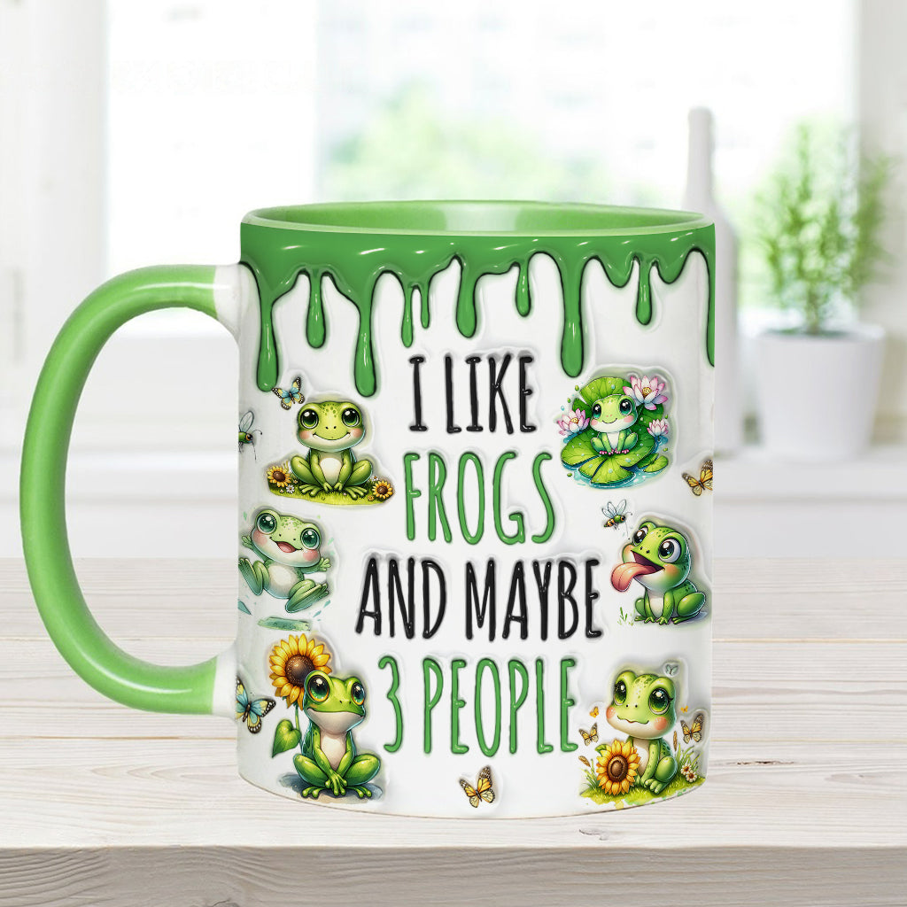 J'aime les grenouilles et peut-être 3 personnes - Mug personnalisé à motif grenouille
