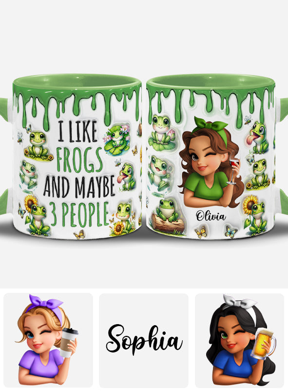 J'aime les grenouilles et peut-être 3 personnes - Mug personnalisé à motif grenouille