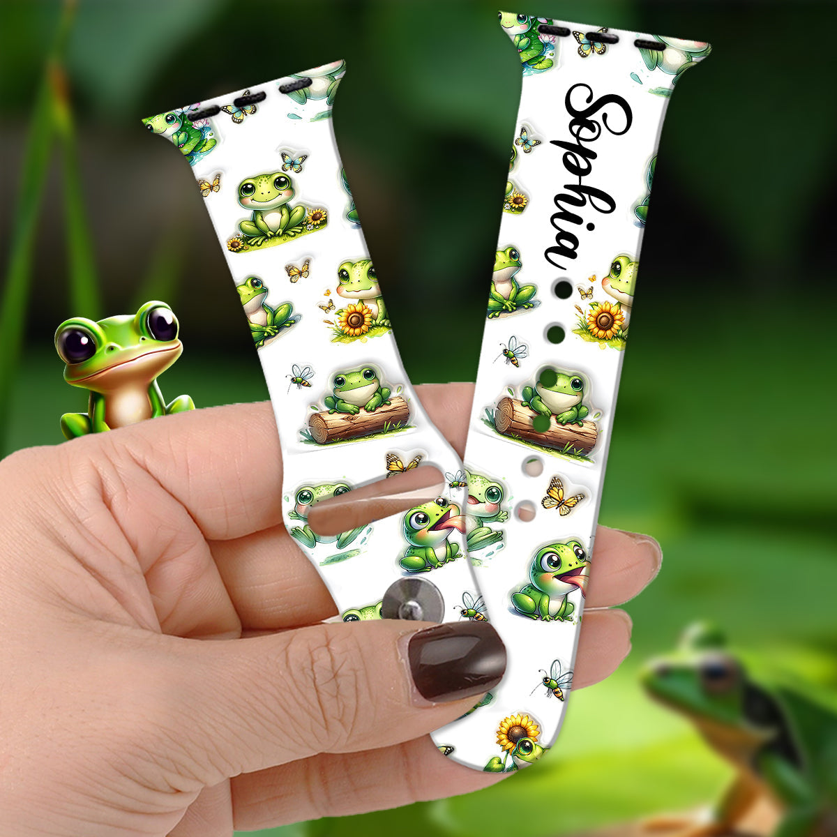 Bracelet Apple Watch personnalisé « Juste une fille qui aime les grenouilles »