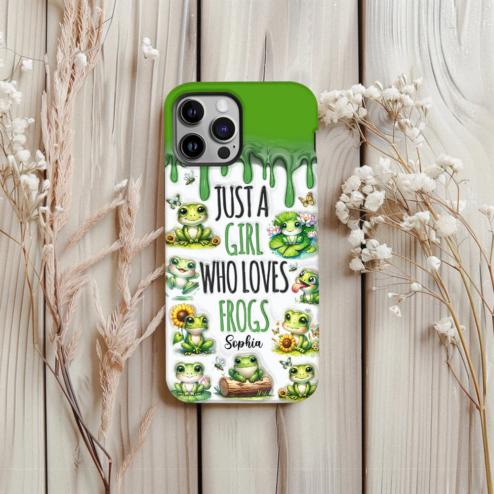 Einfach ein Mädchen, das Frösche liebt – Personalisierte Handyhülle mit Frosch-Vollbilddruck