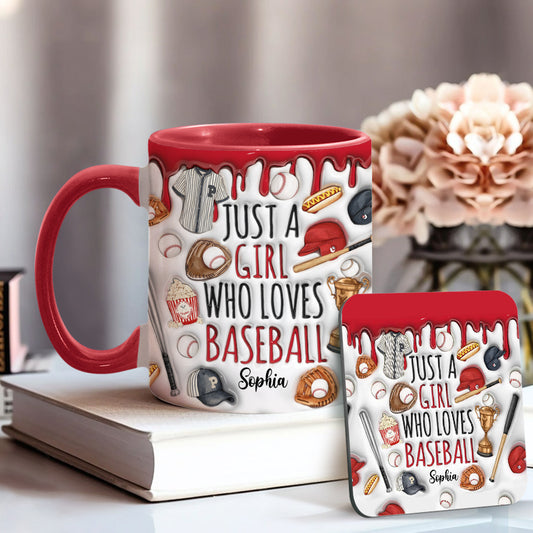 Just A Girl Who Loves Baseball - Personalized Baseball Accent Mug