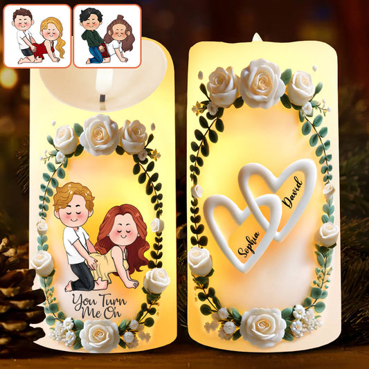 You Turn Me On - Personalized Couple Flameless Candle