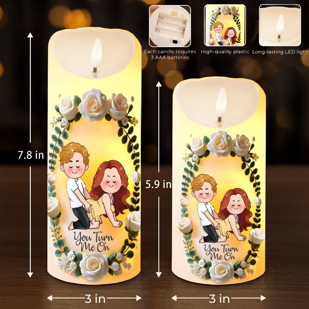 You Turn Me On - Personalized Couple Flameless Candle