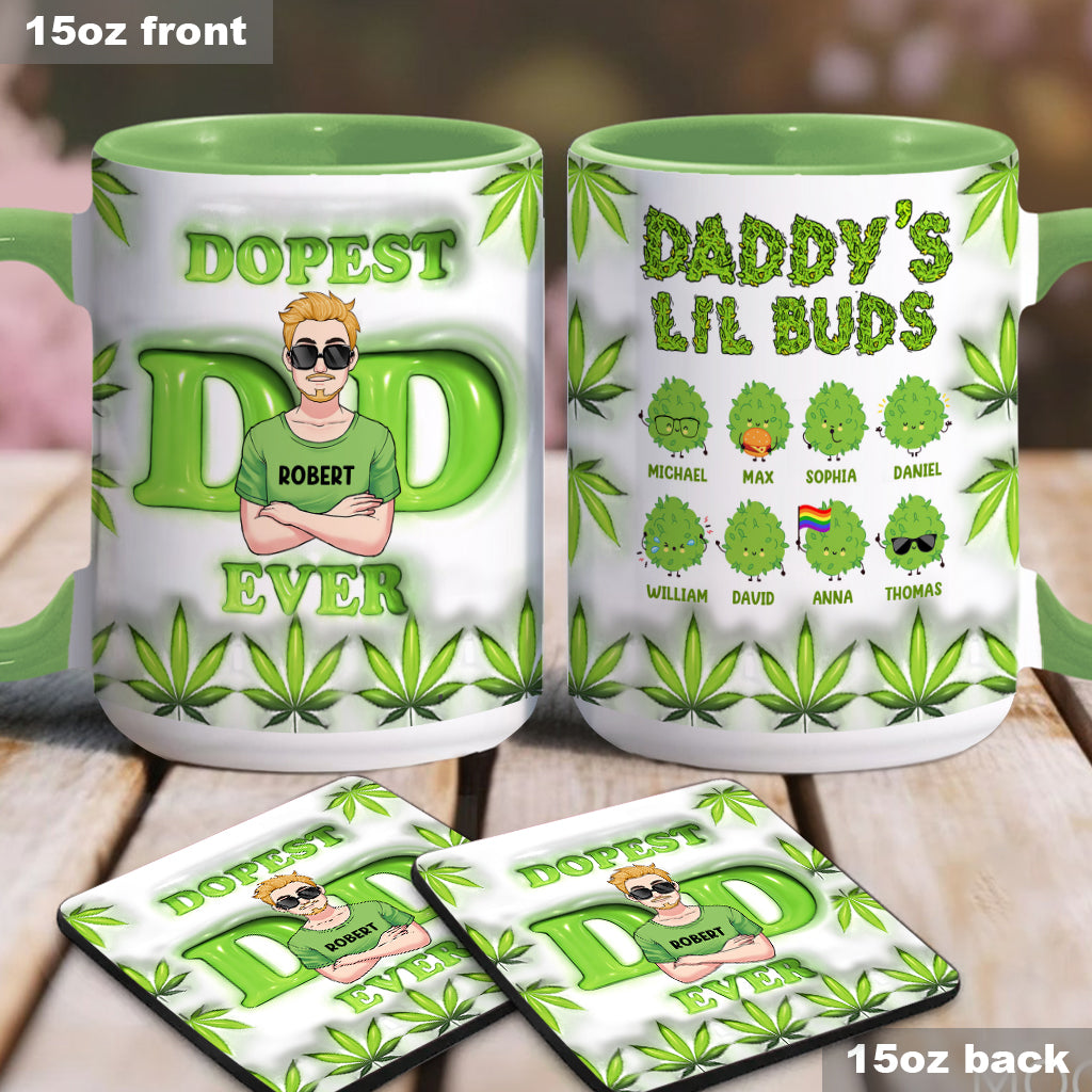 Daddy's Lil Buds World's Dopest Dad - Personalized Father Accent Mug