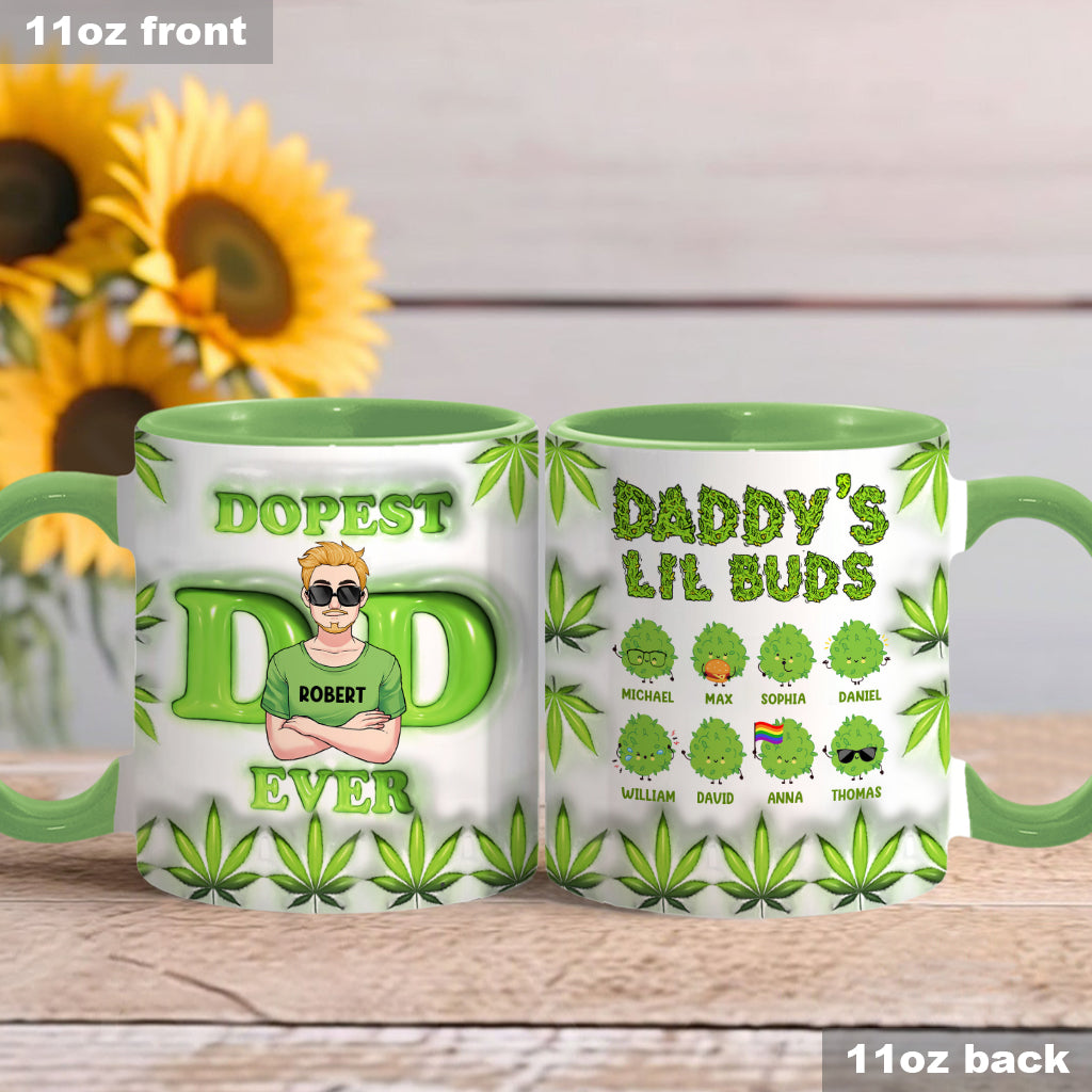 Daddy's Lil Buds World's Dopest Dad - Personalized Father Accent Mug