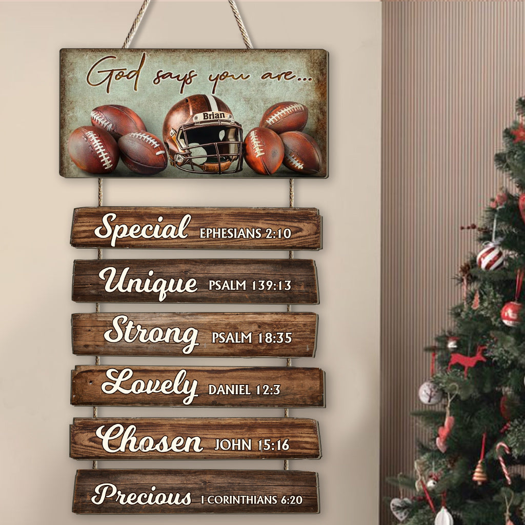 Dieu dit que tu es... - Panneau personnalisé en bois de palette de football
