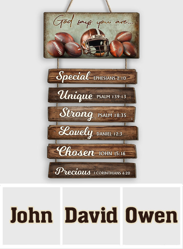 Dieu dit que tu es... - Panneau personnalisé en bois de palette de football