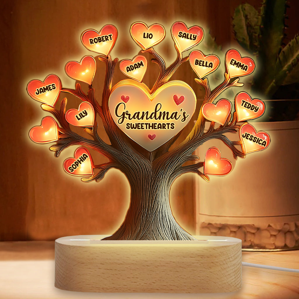 Grandma's Sweethearts - Personalized Grandma Shaped Plaque Light Base