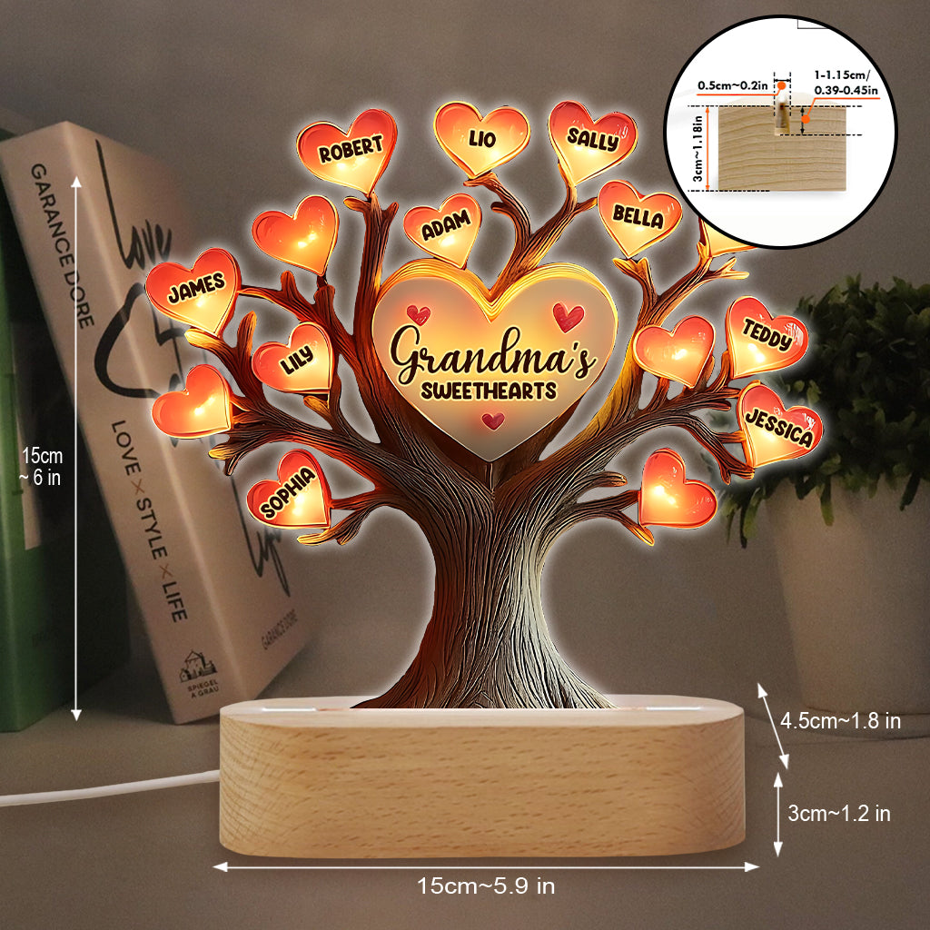 Grandma's Sweethearts - Personalized Grandma Shaped Plaque Light Base