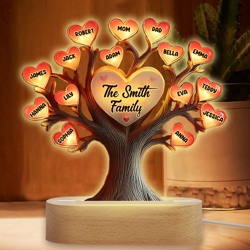 Family Tree - Personalized Family Shaped Plaque Light Base