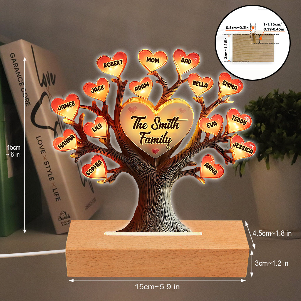 Family Tree - Personalized Family Shaped Plaque Light Base