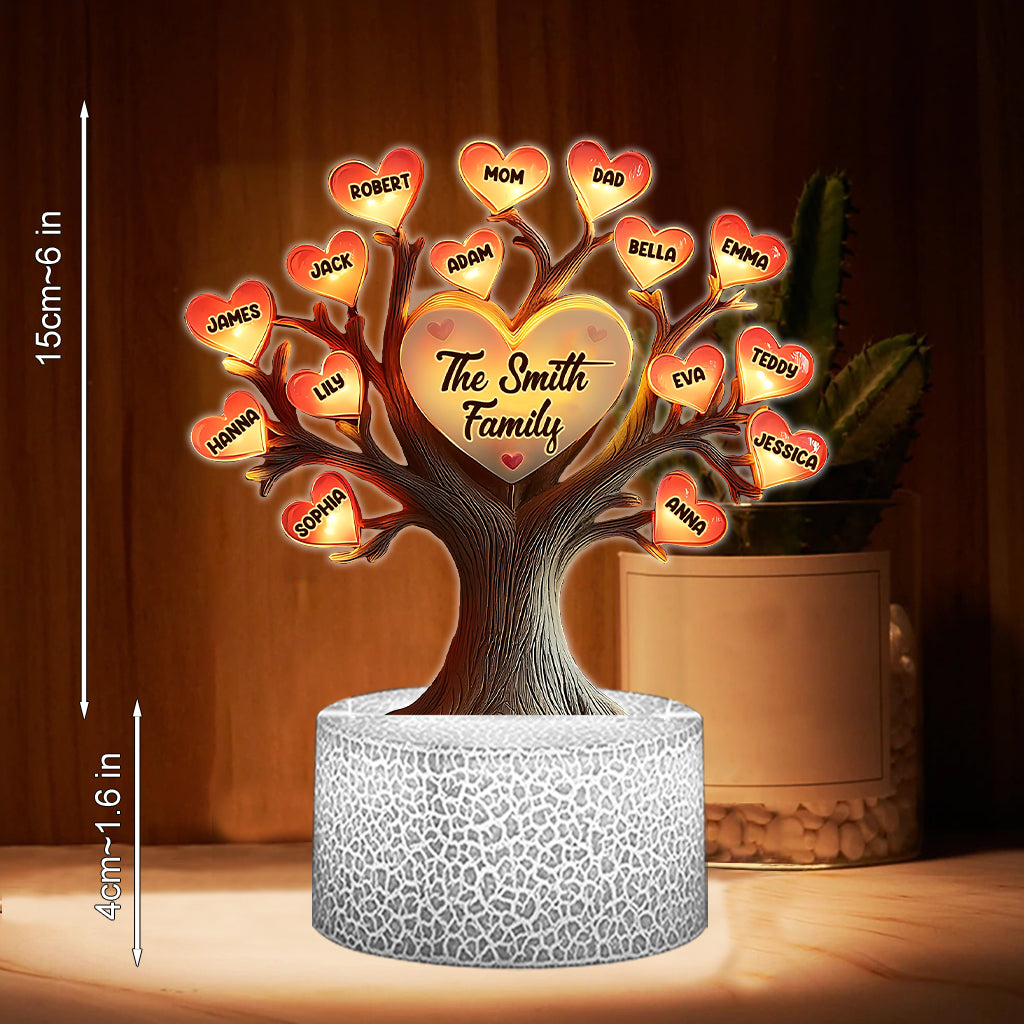 Family Tree - Personalized Family Shaped Plaque Light Base