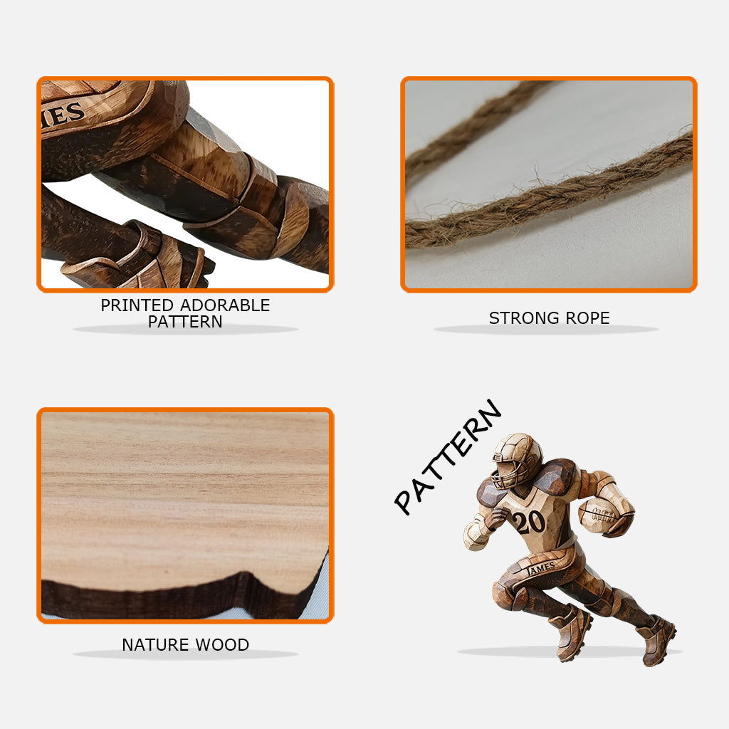 Strong One - Personalized Football Custom Shaped Wood Sign