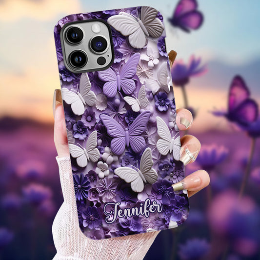 Purple Butterflies - Personalized Butterfly Full Print Phone Case