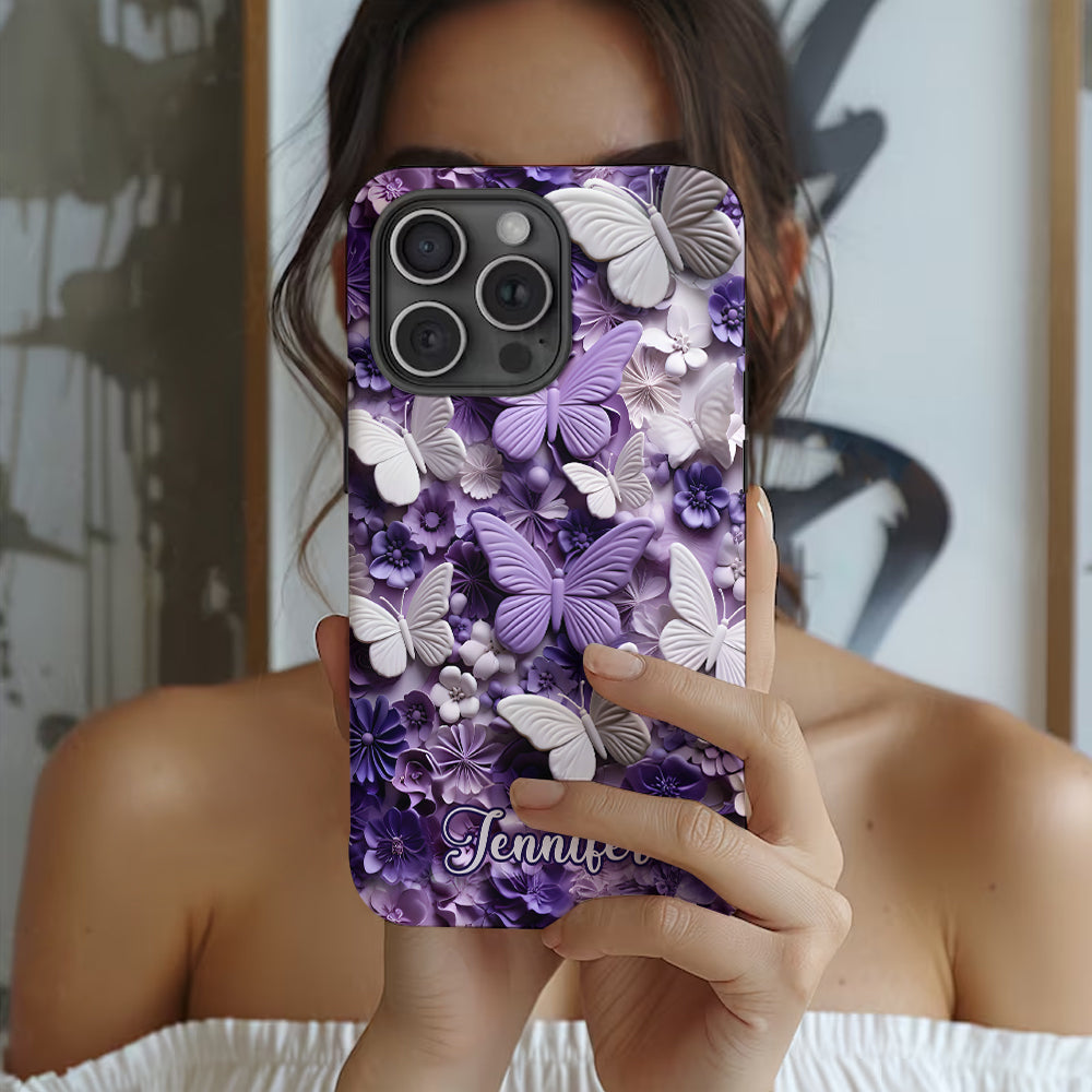 Purple Butterflies - Personalized Butterfly Full Print Phone Case
