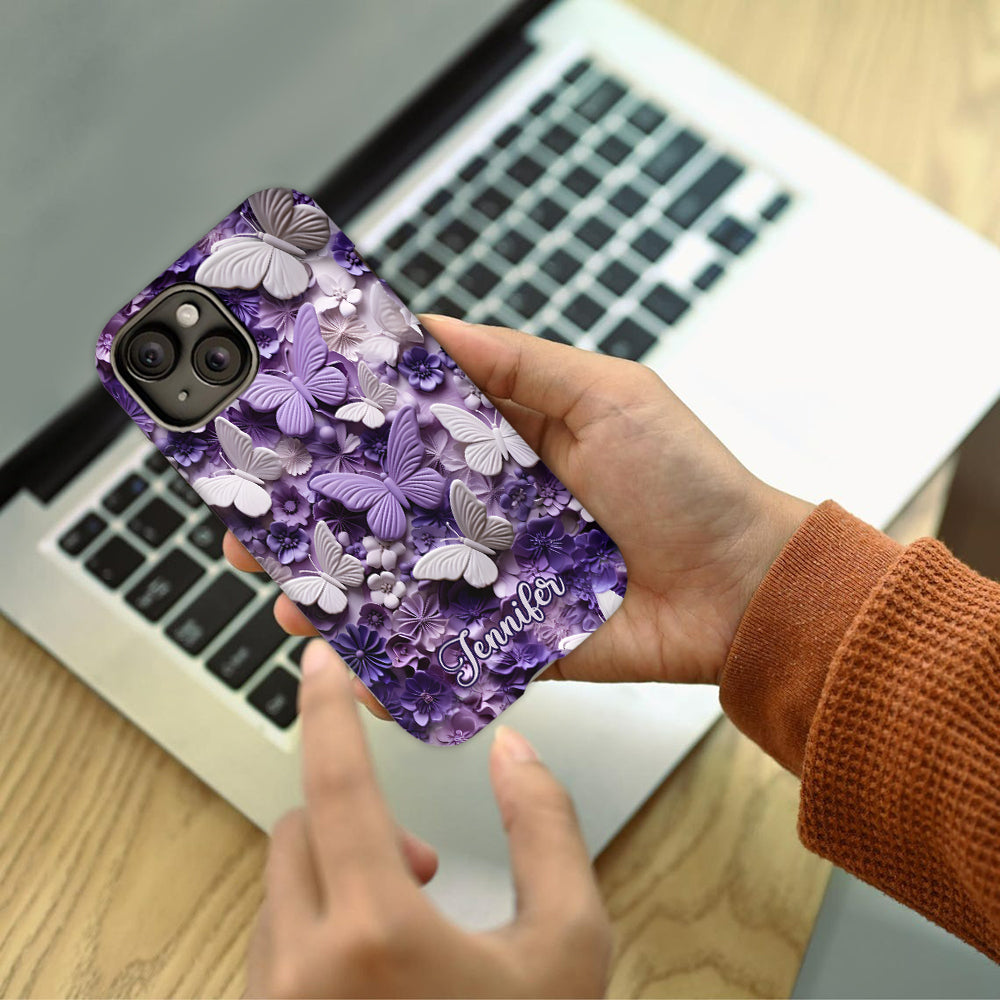 Purple Butterflies - Personalized Butterfly Full Print Phone Case