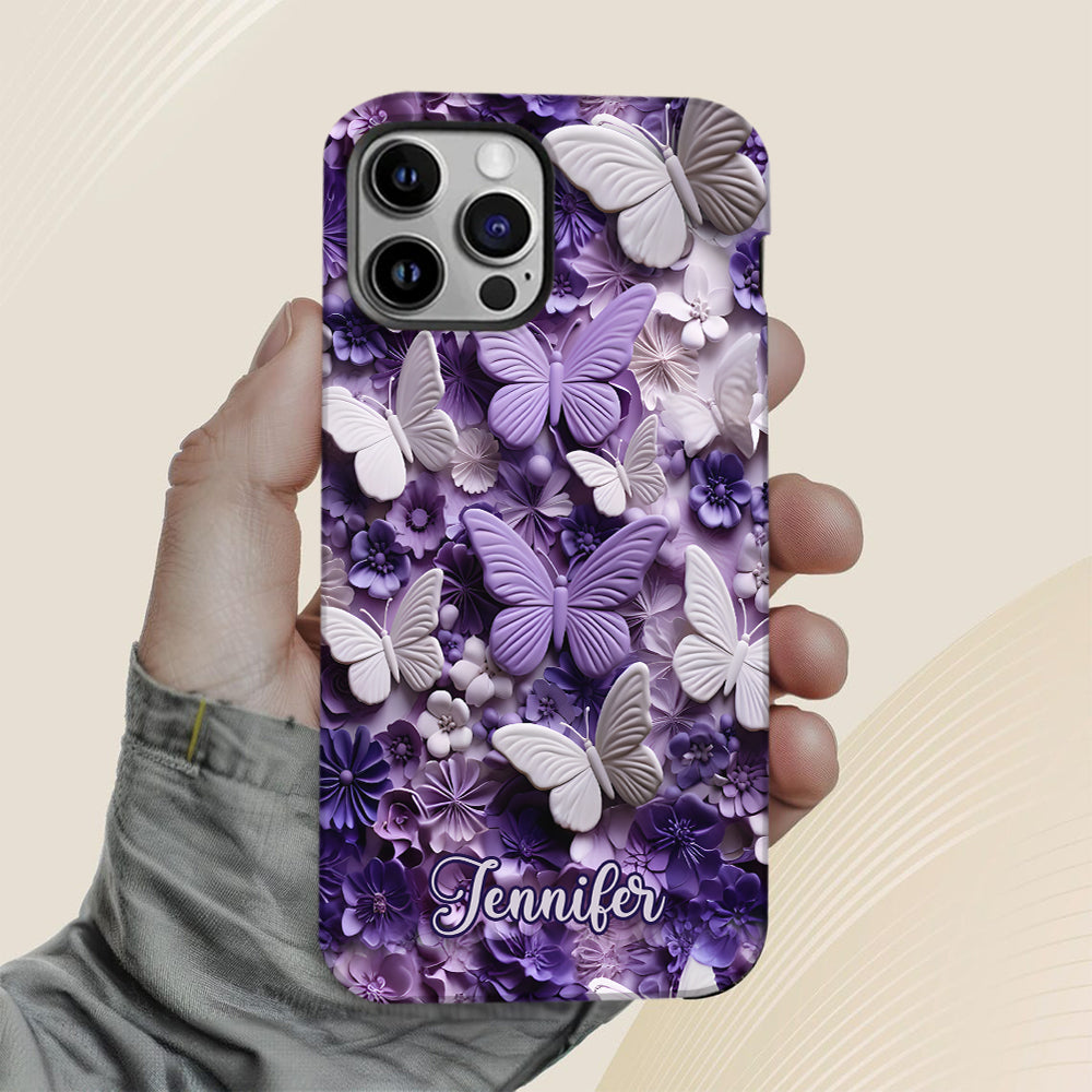 Purple Butterflies - Personalized Butterfly Full Print Phone Case