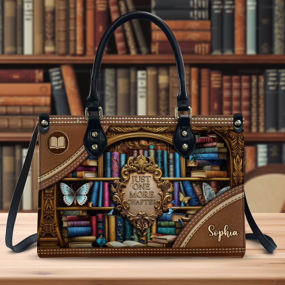 Just One More Chapter - Personalized Book Leather Handbag
