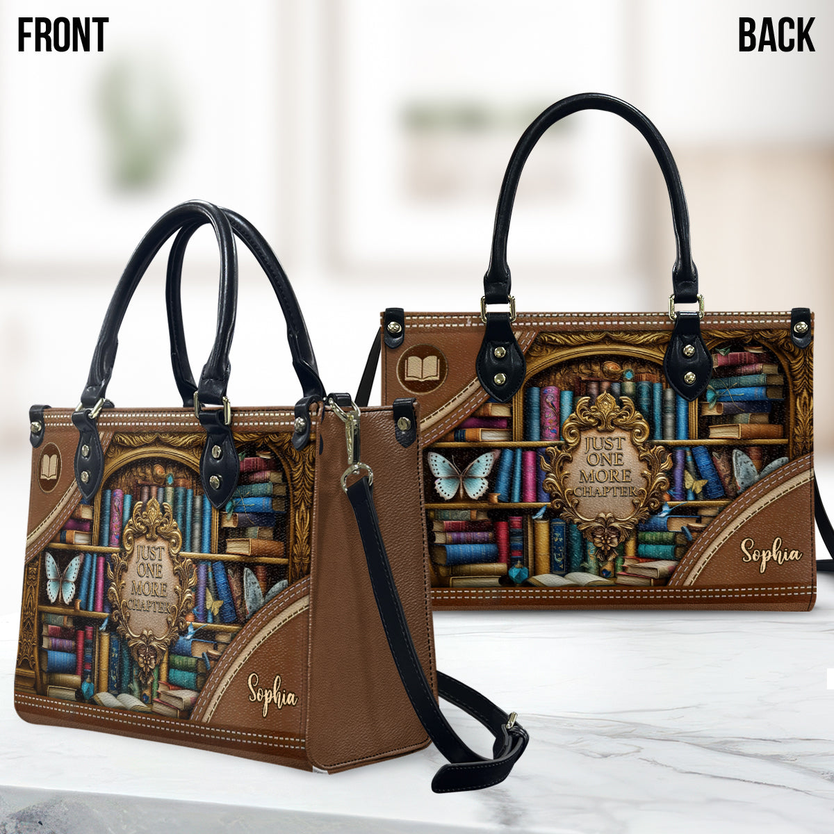 Just One More Chapter - Personalized Book Leather Handbag