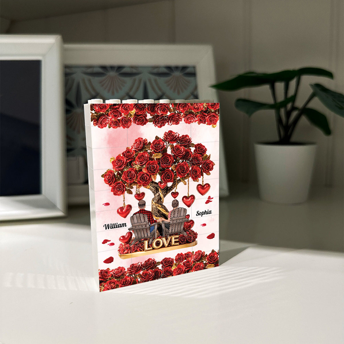 Tree of Love - Personalized Couple One-sided Vertical Rectangle Building Brick Blocks