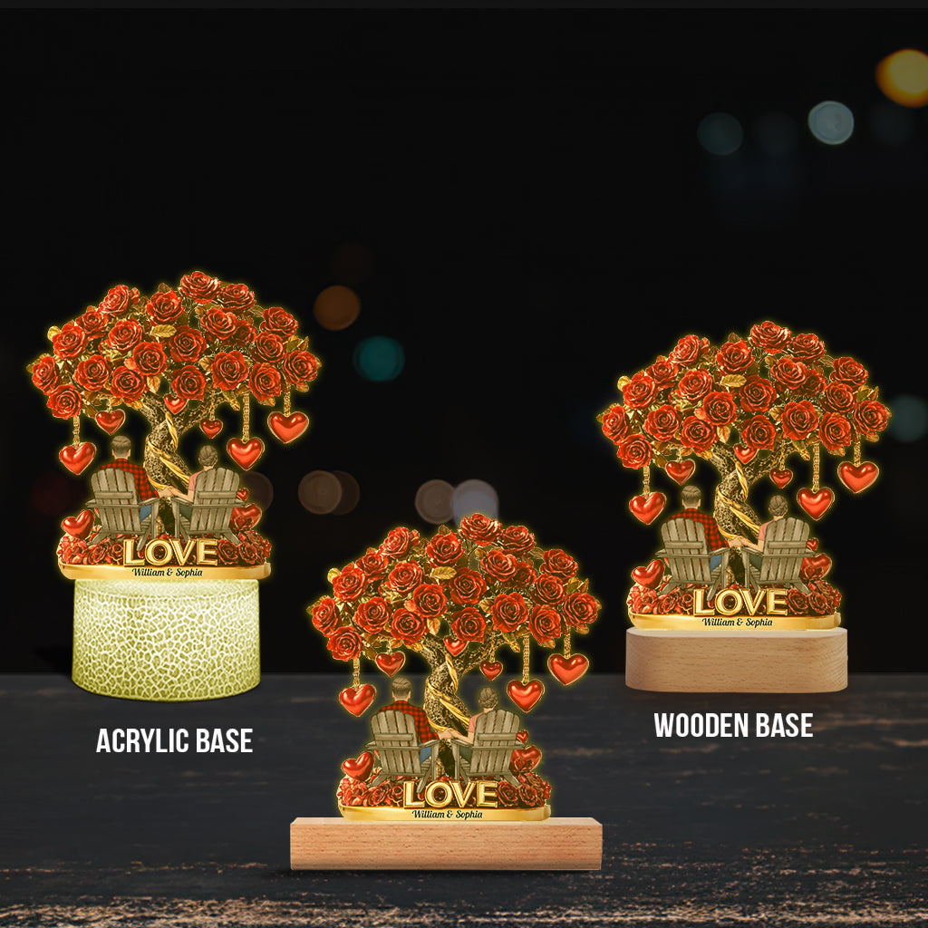 Tree of Love - Personalized Couple Shaped Plaque Light Base