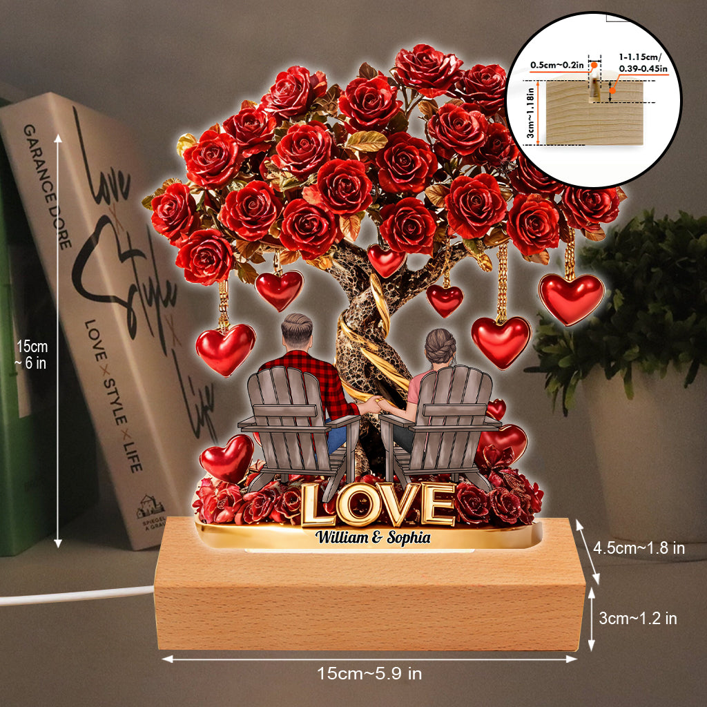 Tree of Love - Personalized Couple Shaped Plaque Light Base