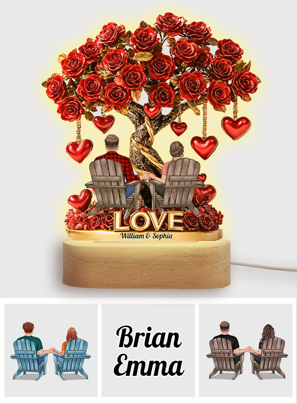 Tree of Love - Personalized Couple Shaped Plaque Light Base