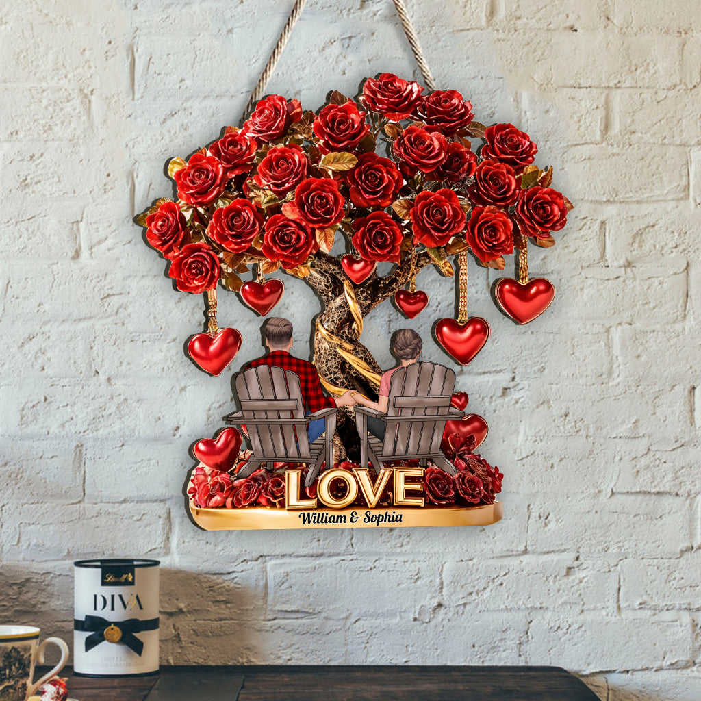 Tree of Love - Personalized Couple Custom Shaped Wood Sign
