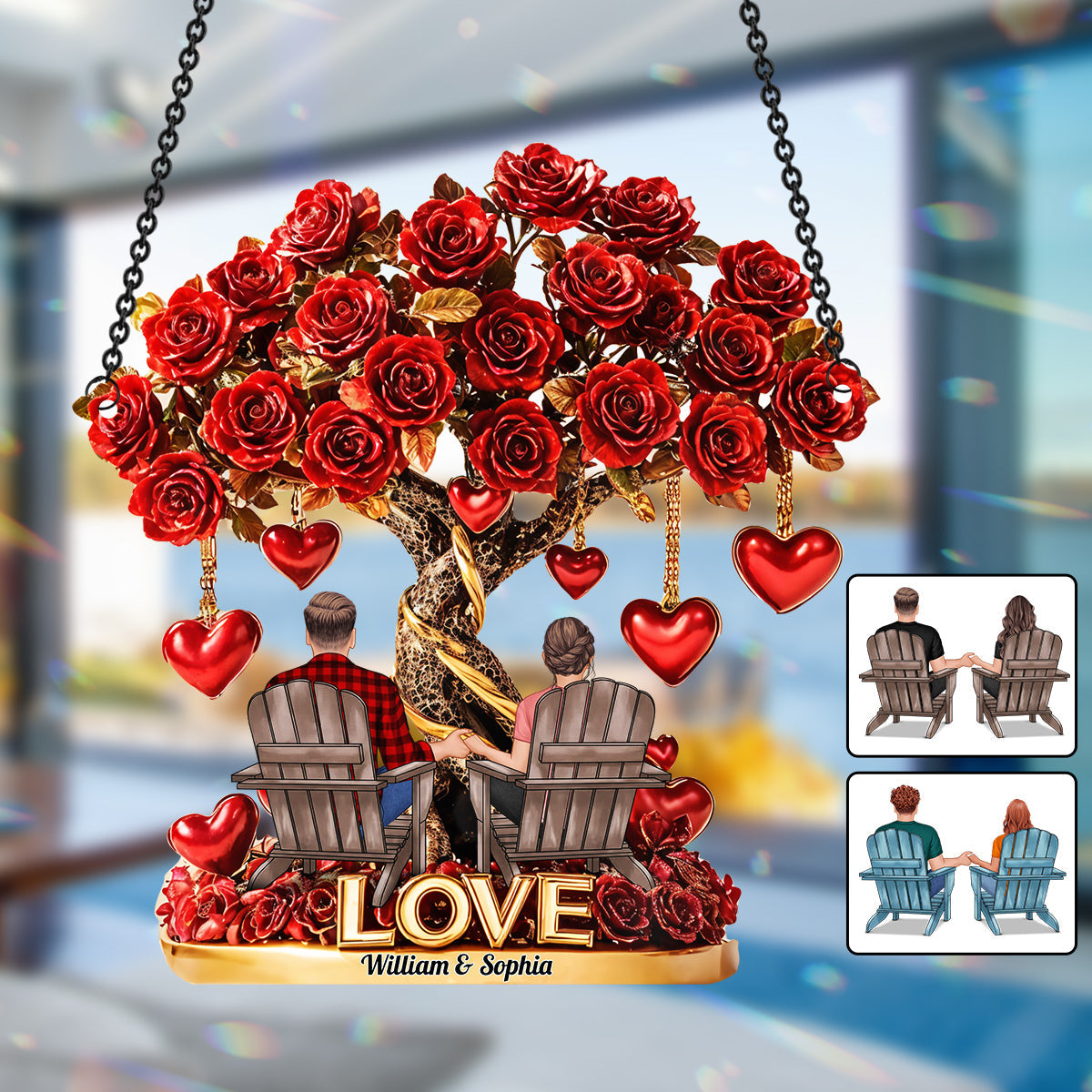Tree of Love - Personalized Couple Window Hanging Suncatcher Ornament