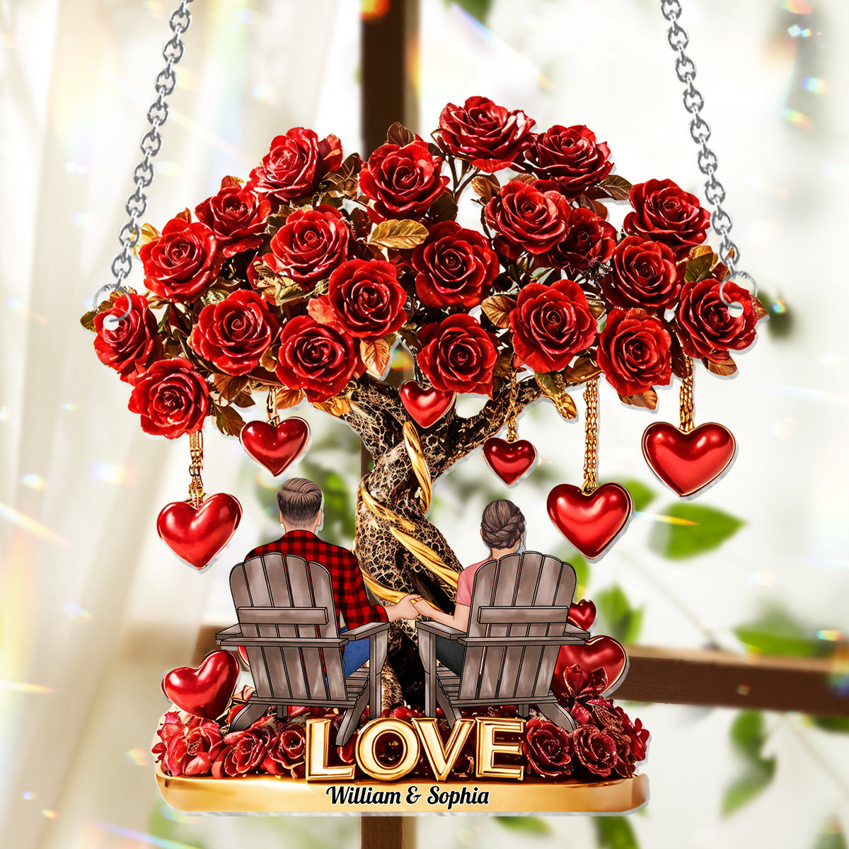 Tree of Love - Personalized Couple Window Hanging Suncatcher Ornament