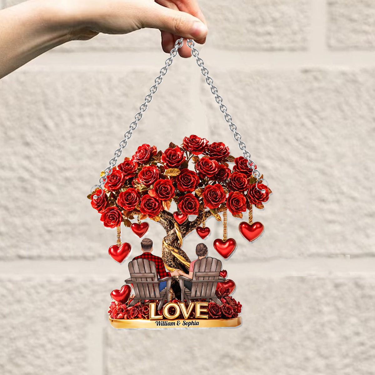 Tree of Love - Personalized Couple Window Hanging Suncatcher Ornament