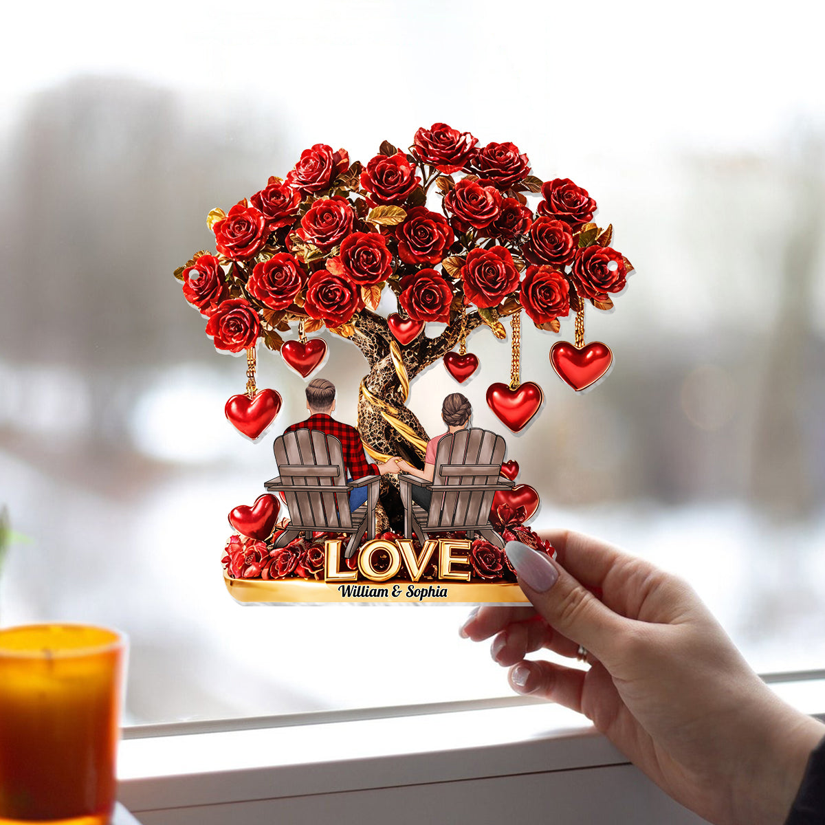 Tree of Love - Personalized Couple Window Hanging Suncatcher Ornament