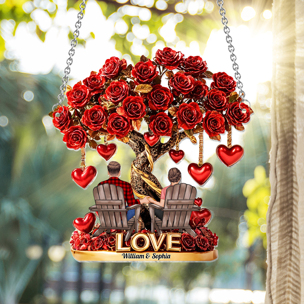 Tree of Love - Personalized Couple Window Hanging Suncatcher Ornament
