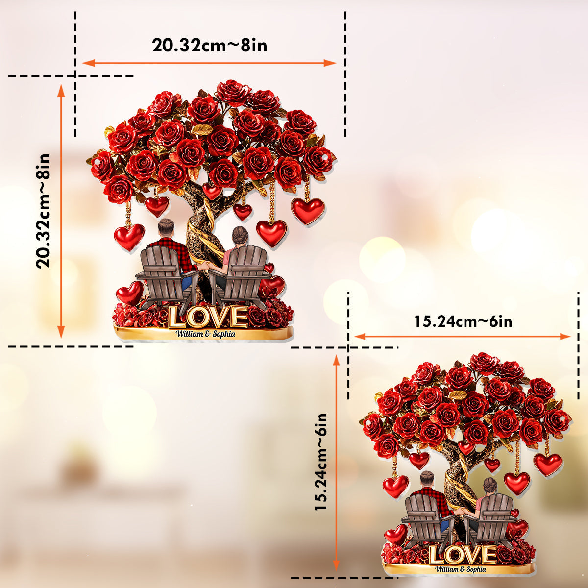 Tree of Love - Personalized Couple Window Hanging Suncatcher Ornament