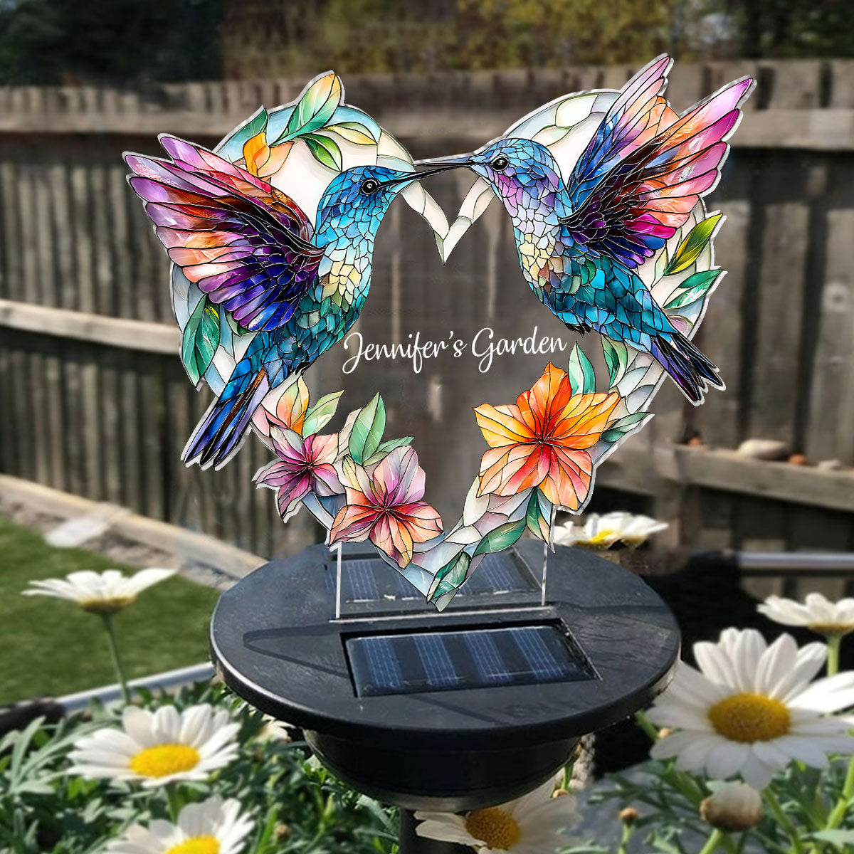 Happy Hummingbird - Personalized Hummingbird Garden Solar Light