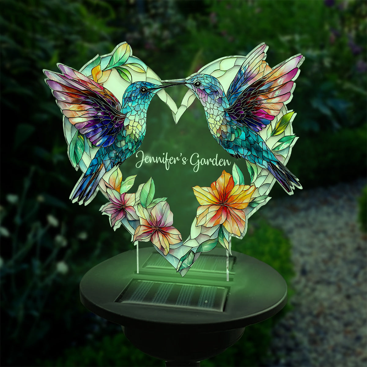 Happy Hummingbird - Personalized Hummingbird Garden Solar Light