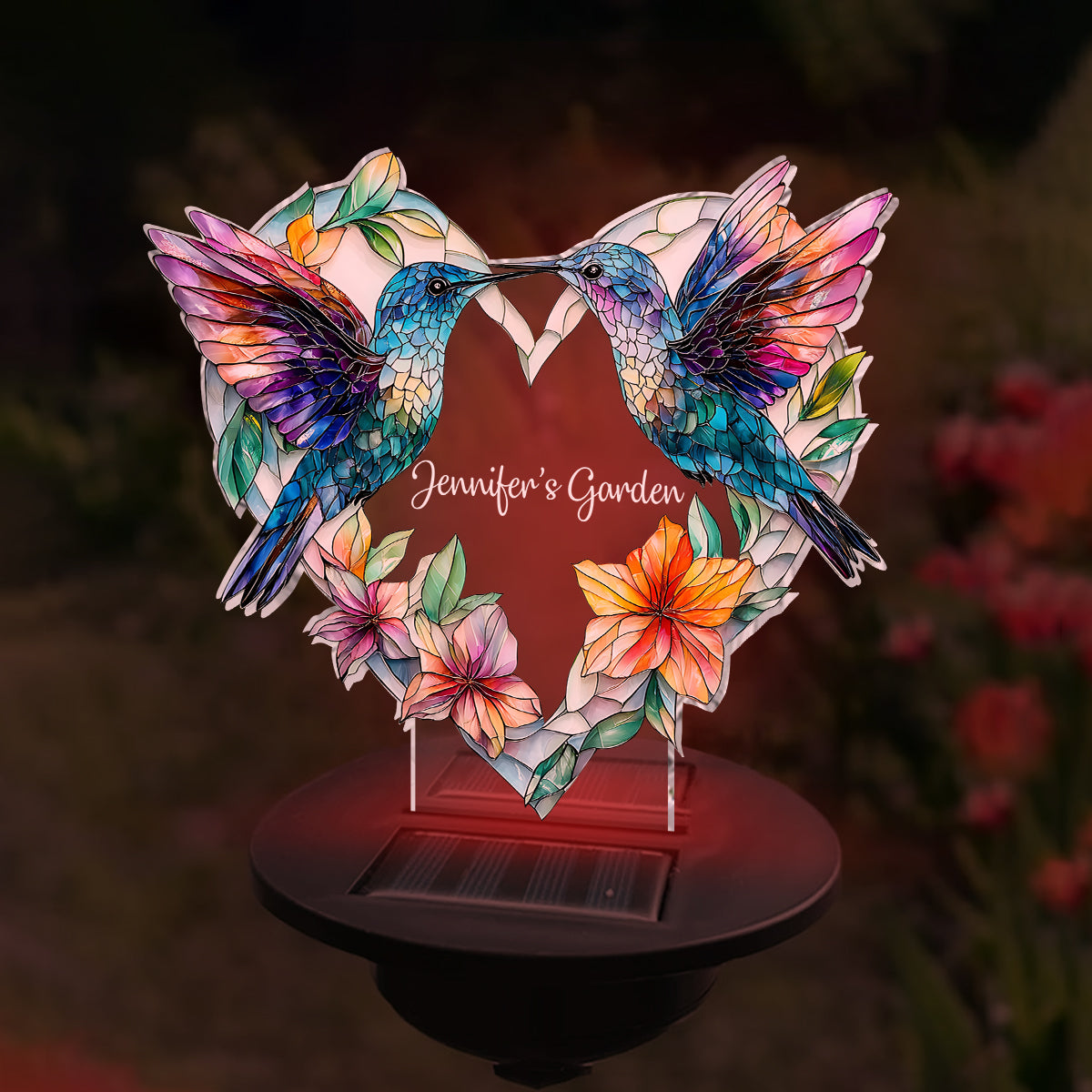 Happy Hummingbird - Personalized Hummingbird Garden Solar Light