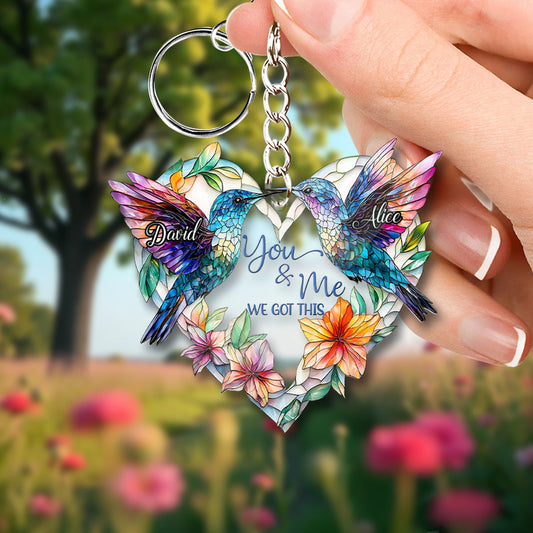 Hummingbird Couple - Personalized Hummingbird Keychain